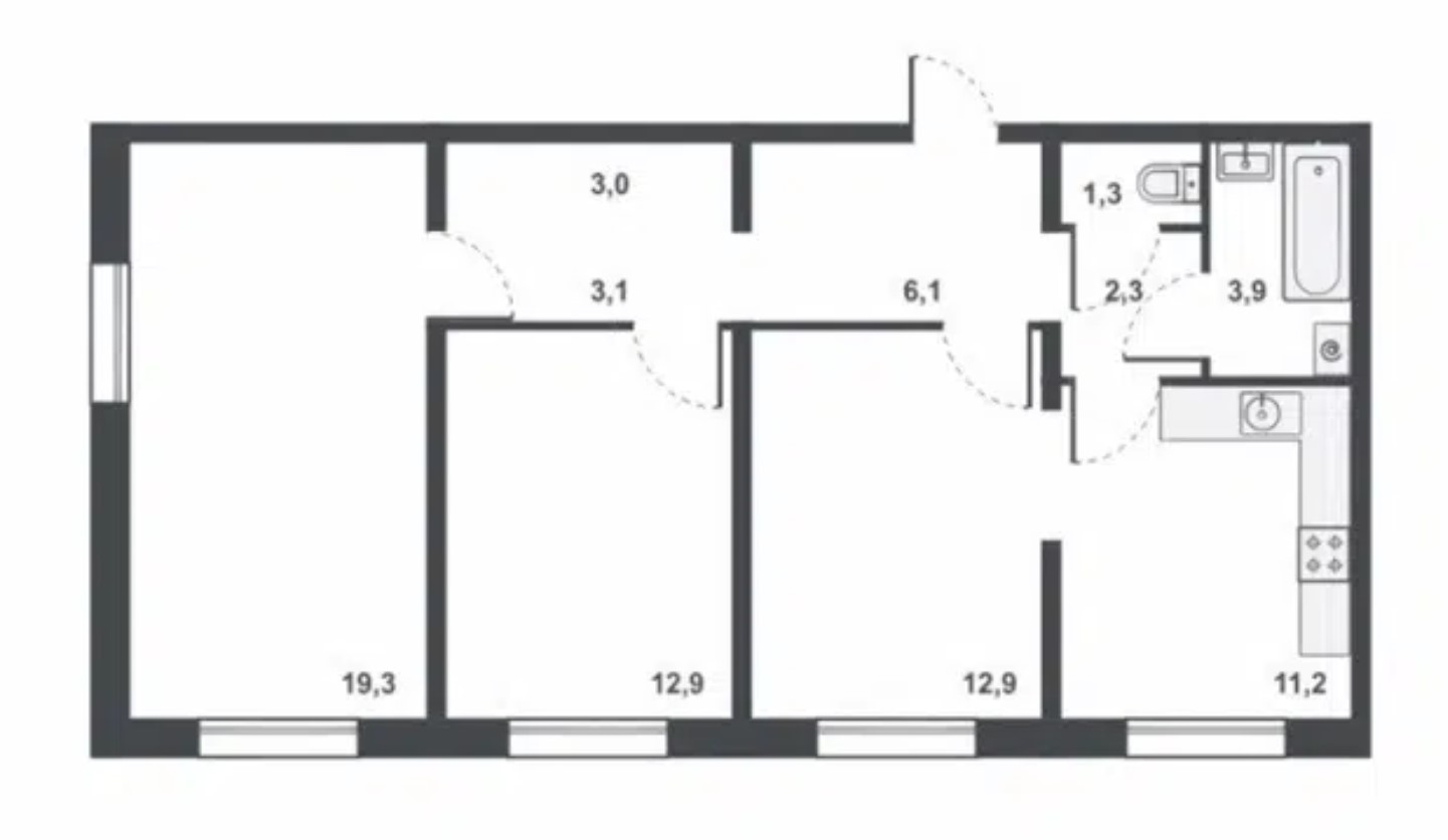 планировка квартиры 76 м2